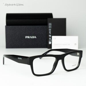 Prada Women Eyeglasses Black Demo Rectangle Unisex PR15YV 1AB1O1 BRAND NEW